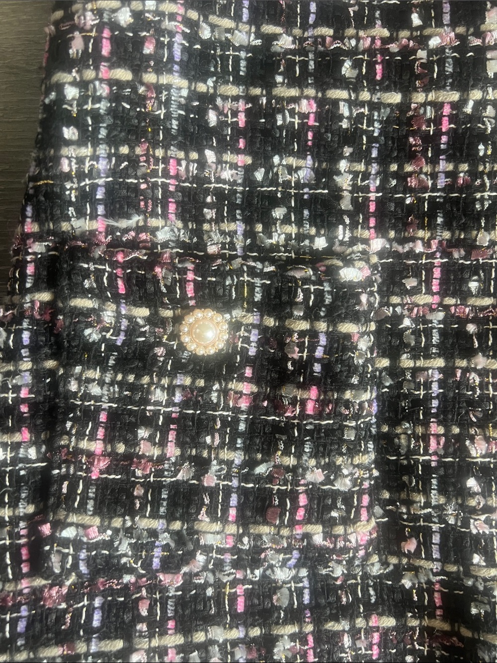 Rachel Zoe Black Tweed Girls' Dress with Pink & White Accents and Matching Purse - Picture 3 of 5